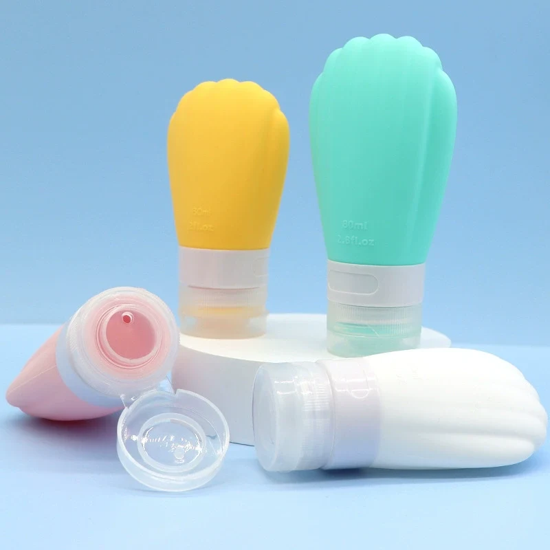 Bottiglia cosmetica da viaggio in silicone in stile capesante da 80 ml