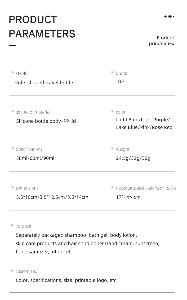 60ml Translucent Hole Shaped Silicone Travel Bottle