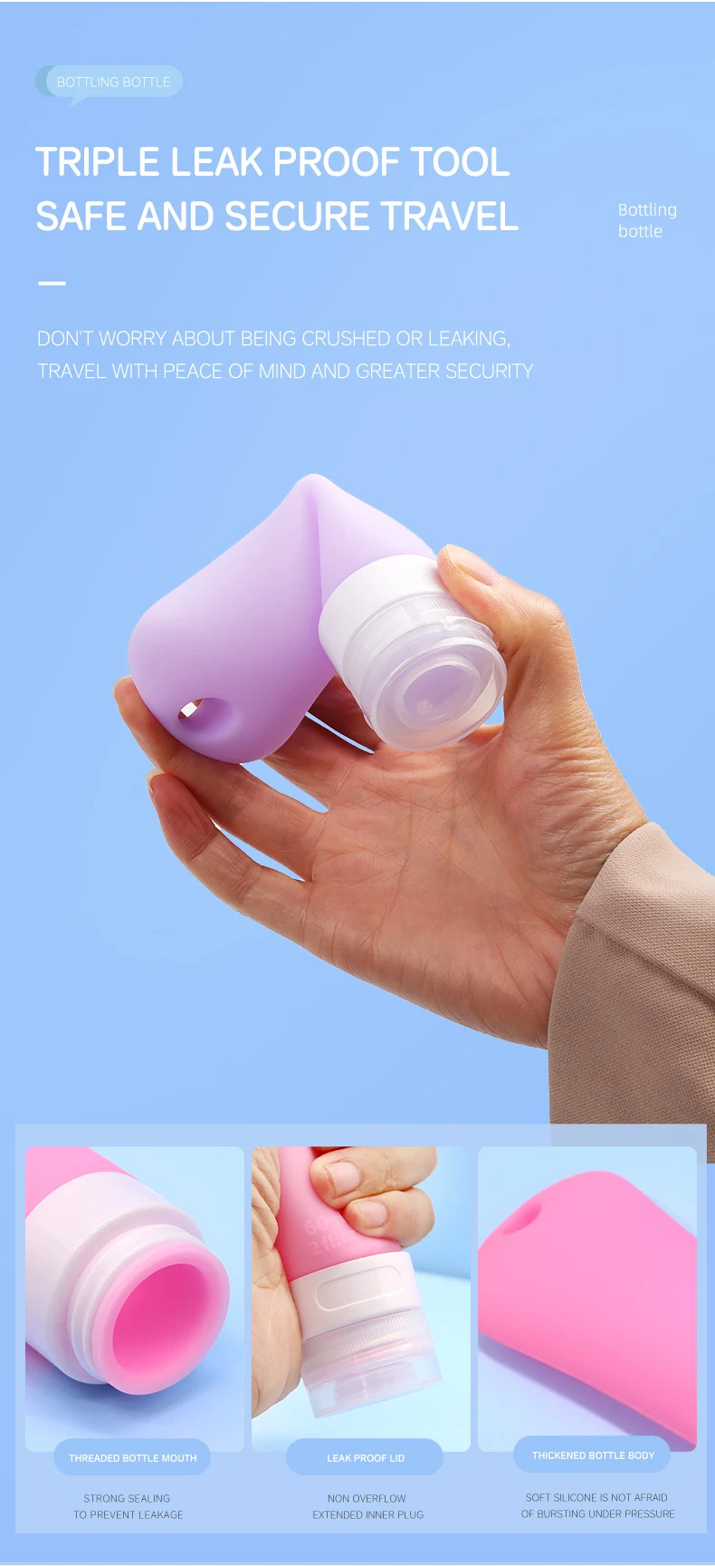 60ml Translucent Hole Shaped Silicone Travel Bottle