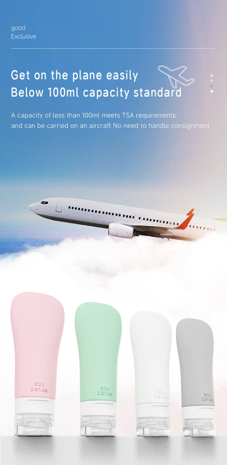 60ml Ladylike style Silicone Travel Cosmetic Bottle
