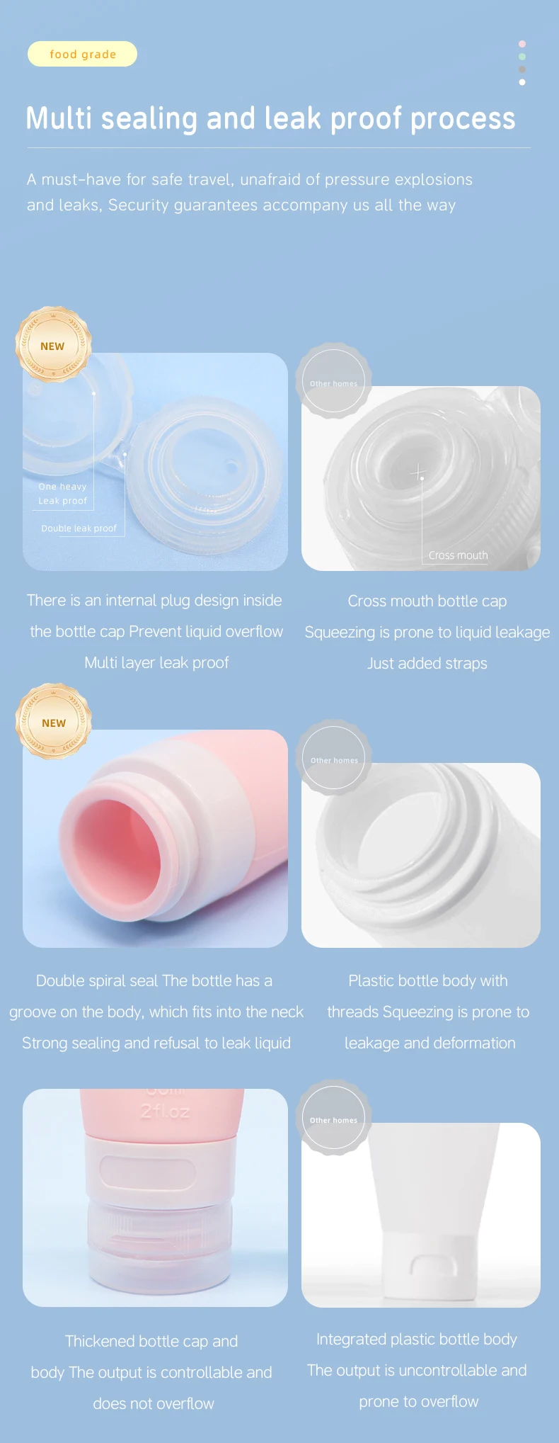 60ml Ladylike style Silicone Travel Cosmetic Bottle